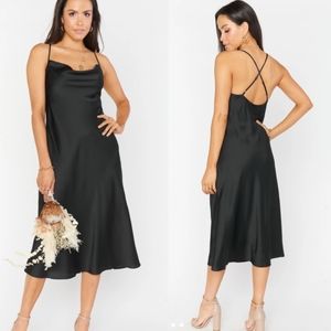 Show Me Your Mumu Verona Cowl Dress Women's Small Black Satin D